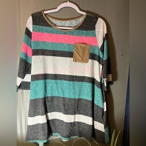 Source Unknown Multicolor Striped Crew Neck Sweater